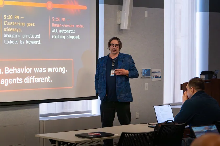 Brian Haydin presenting on AgentOps at Global Azure Chicago 2026